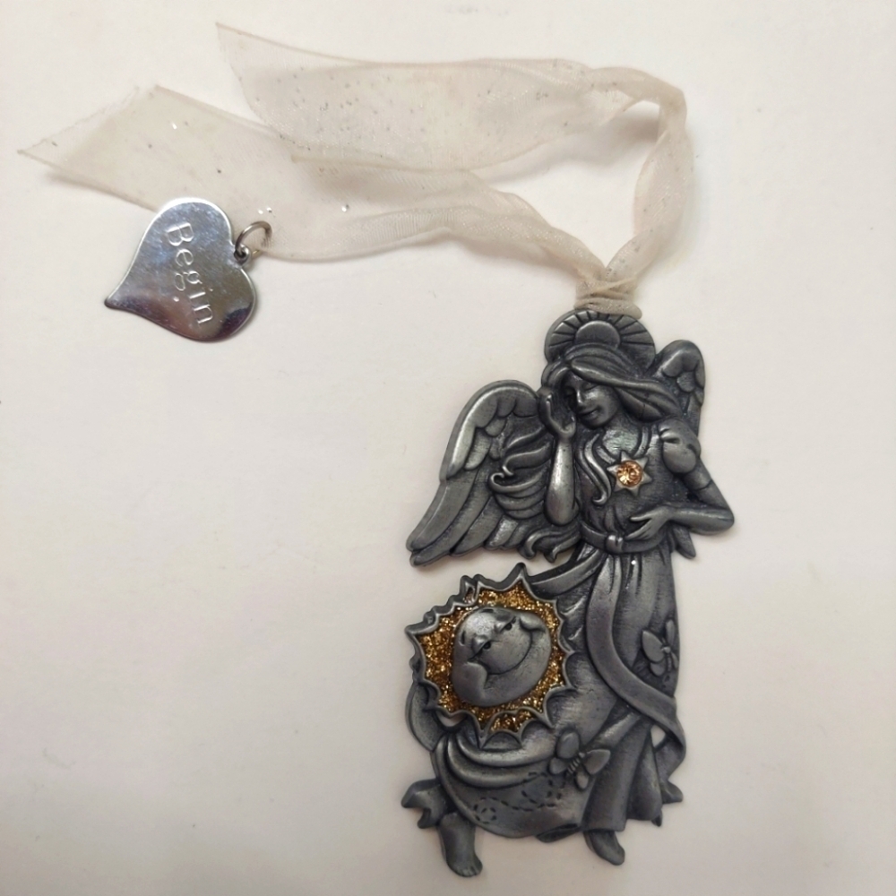 2008 Glorian Duchin Begin Pewter Angel Christmas Ornament Sunshine Sparkle